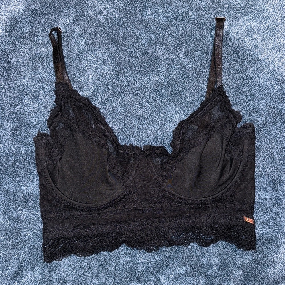 Black unlined corset bra